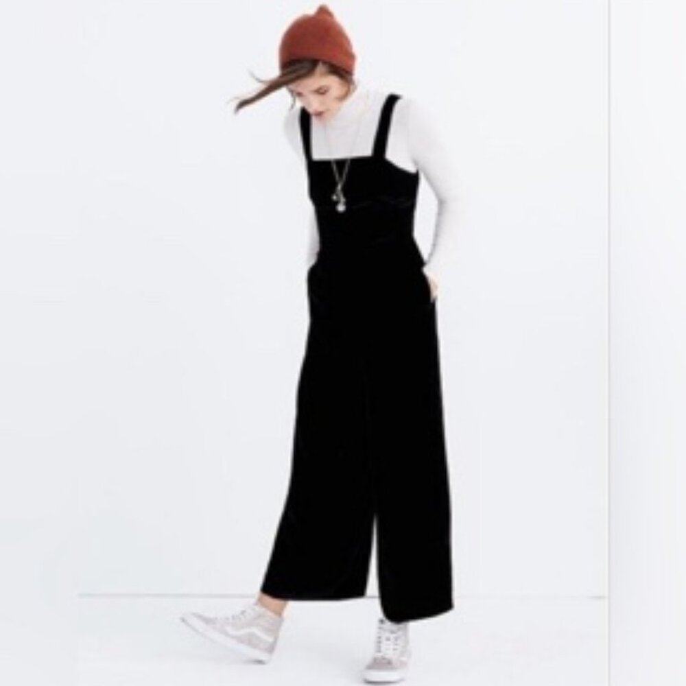 NWT Madewell Velvet/Silk Wide Leg Jumpsuit Overalls Size 2